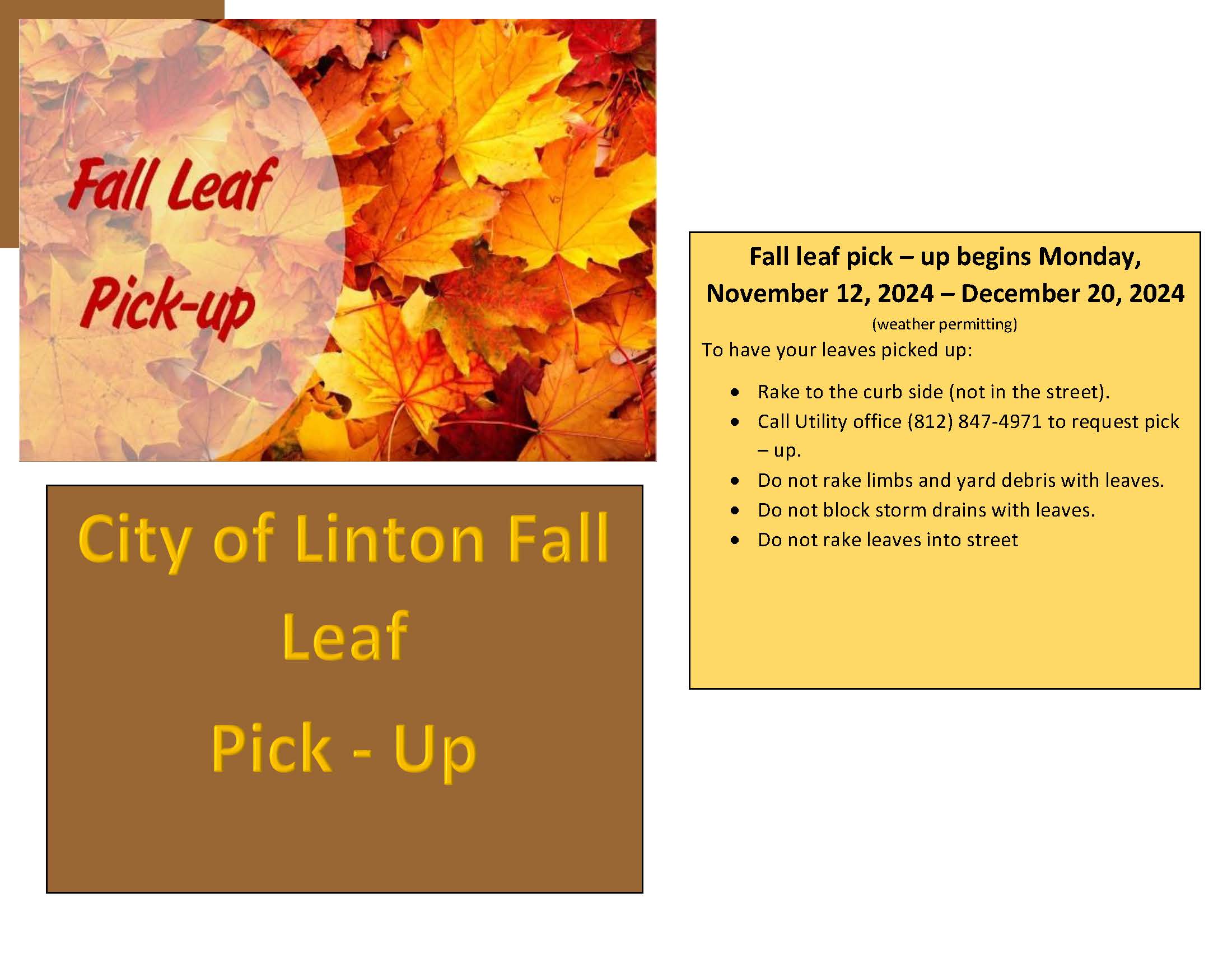 2024 Fall Leaf Pickup Schedule